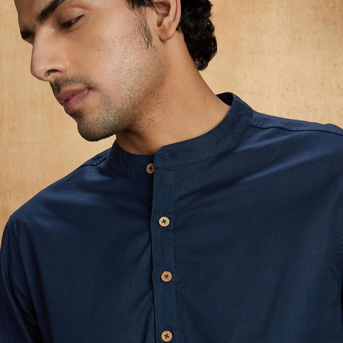 New York Midnight Blue Cotton Kurtha Set