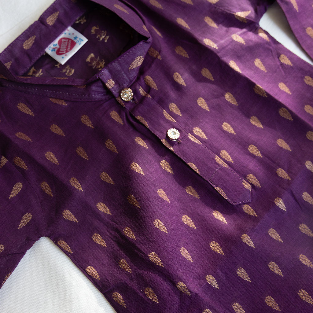 Columbus Purple Boy's Kurtha Set