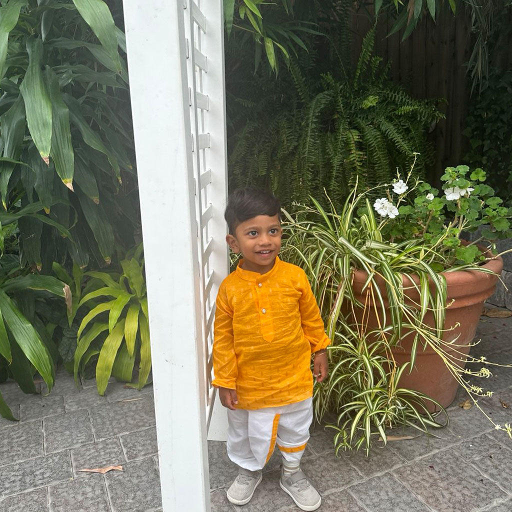 Columbus Yellow Baby Boy's Kurtha Set