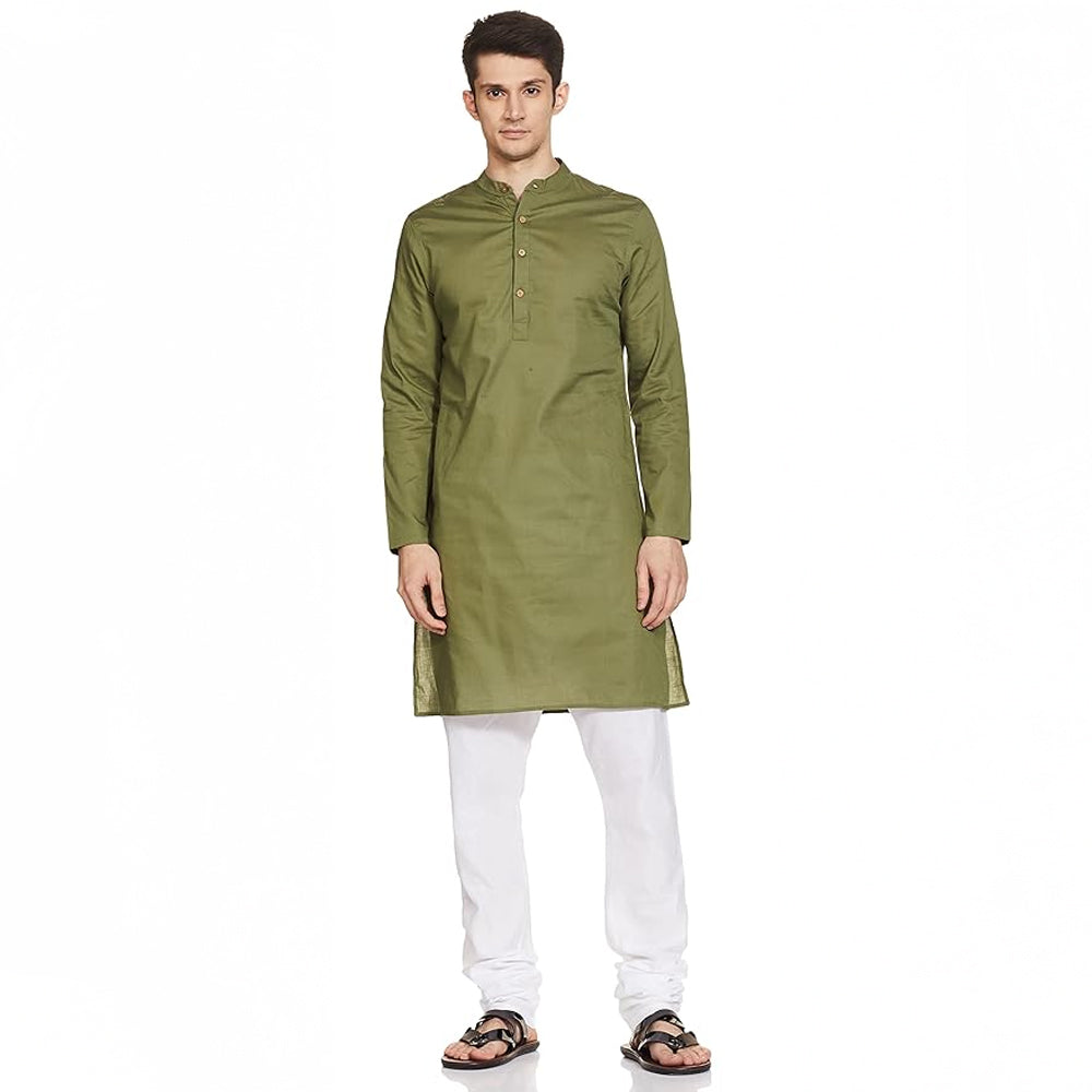 New York Olive Cotton Kurtha Set