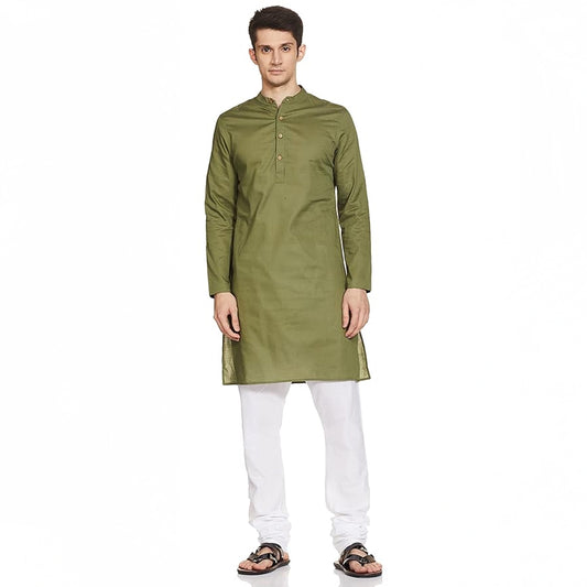 New York Olive Cotton Kurtha Set