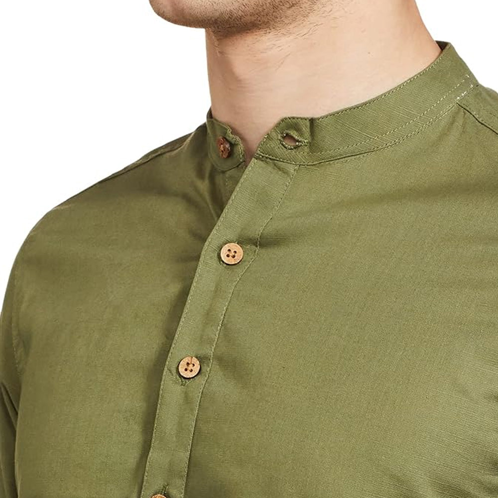 New York Olive Cotton Kurtha Set