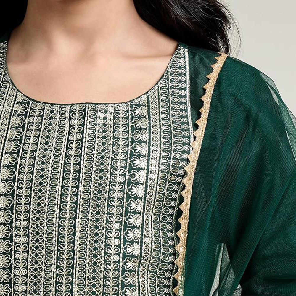 Dallas Forest Green Girl's Churidar Set