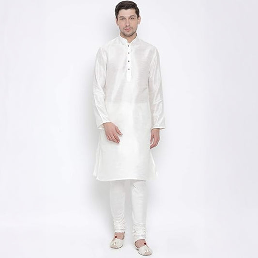 Paris White Silk Kurtha Set