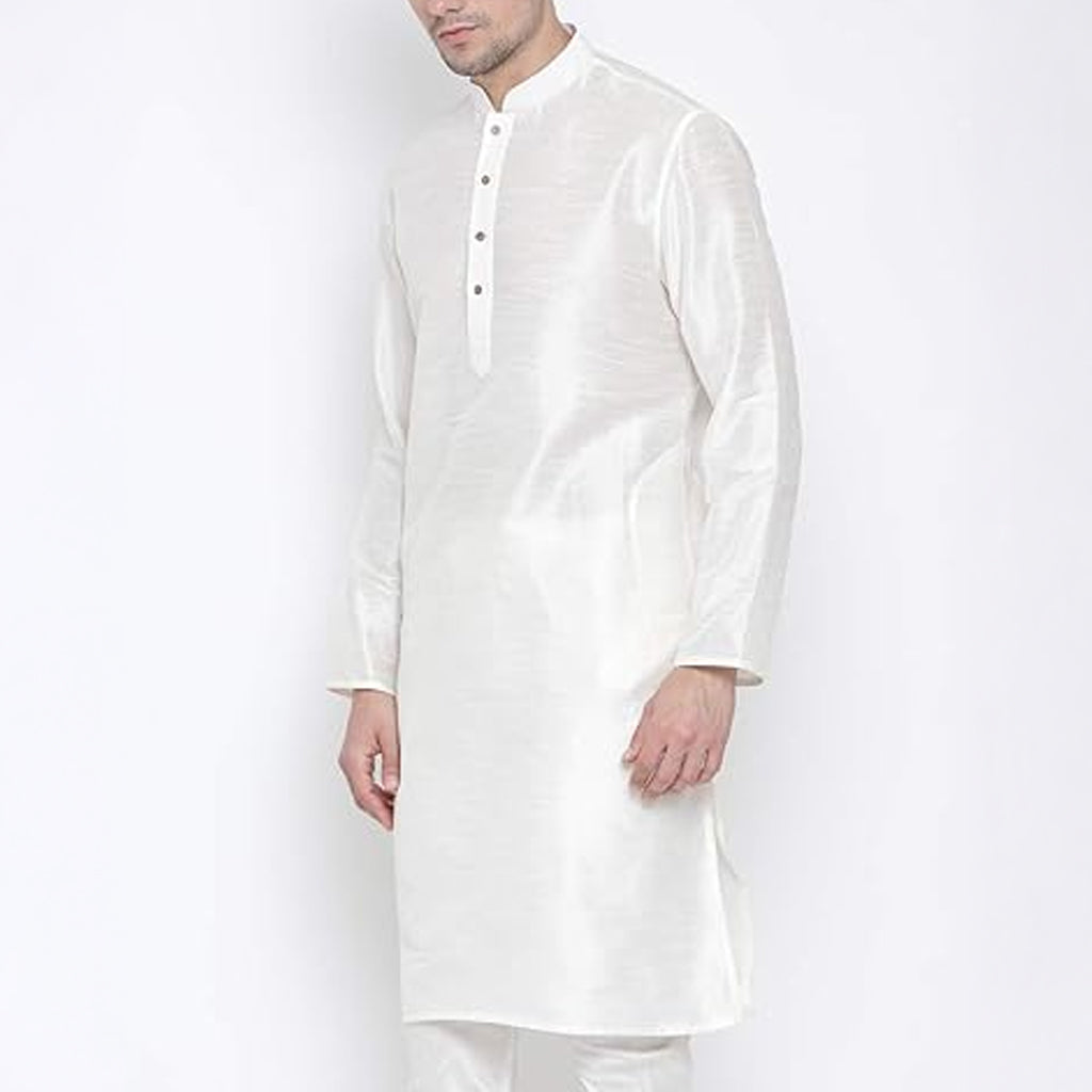 Paris White Silk Kurtha Set