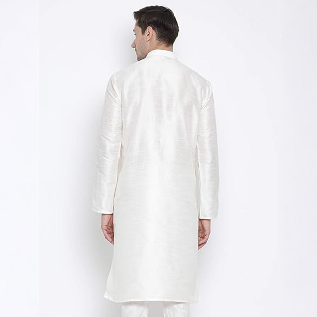 Paris White Silk Kurtha Set