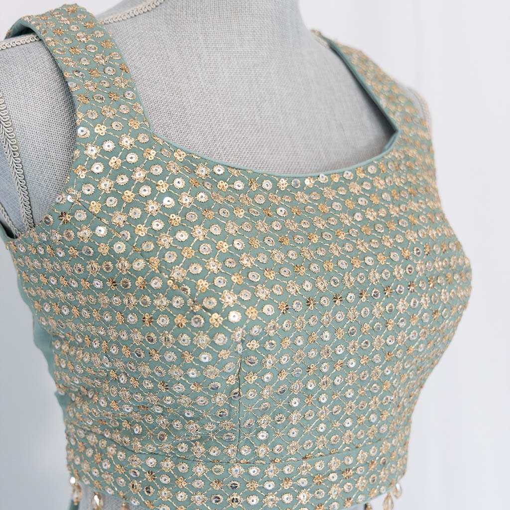 Ankara Aqua Blue Lehenga Set
