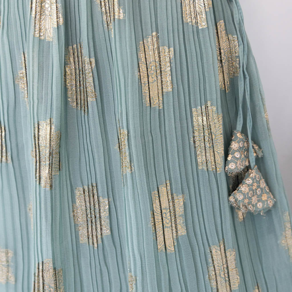 Ankara Aqua Blue Lehenga Set