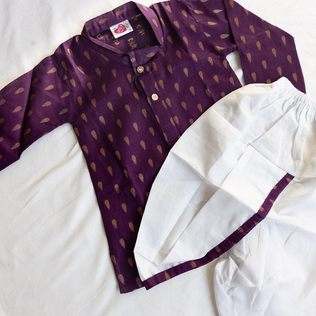 Columbus Purple Boy's Kurtha Set