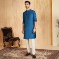 Munich Cobalt Silk Kurtha Set