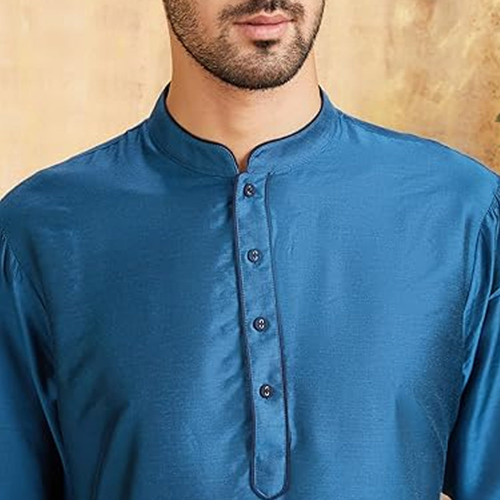 Munich Cobalt Silk Kurtha Set