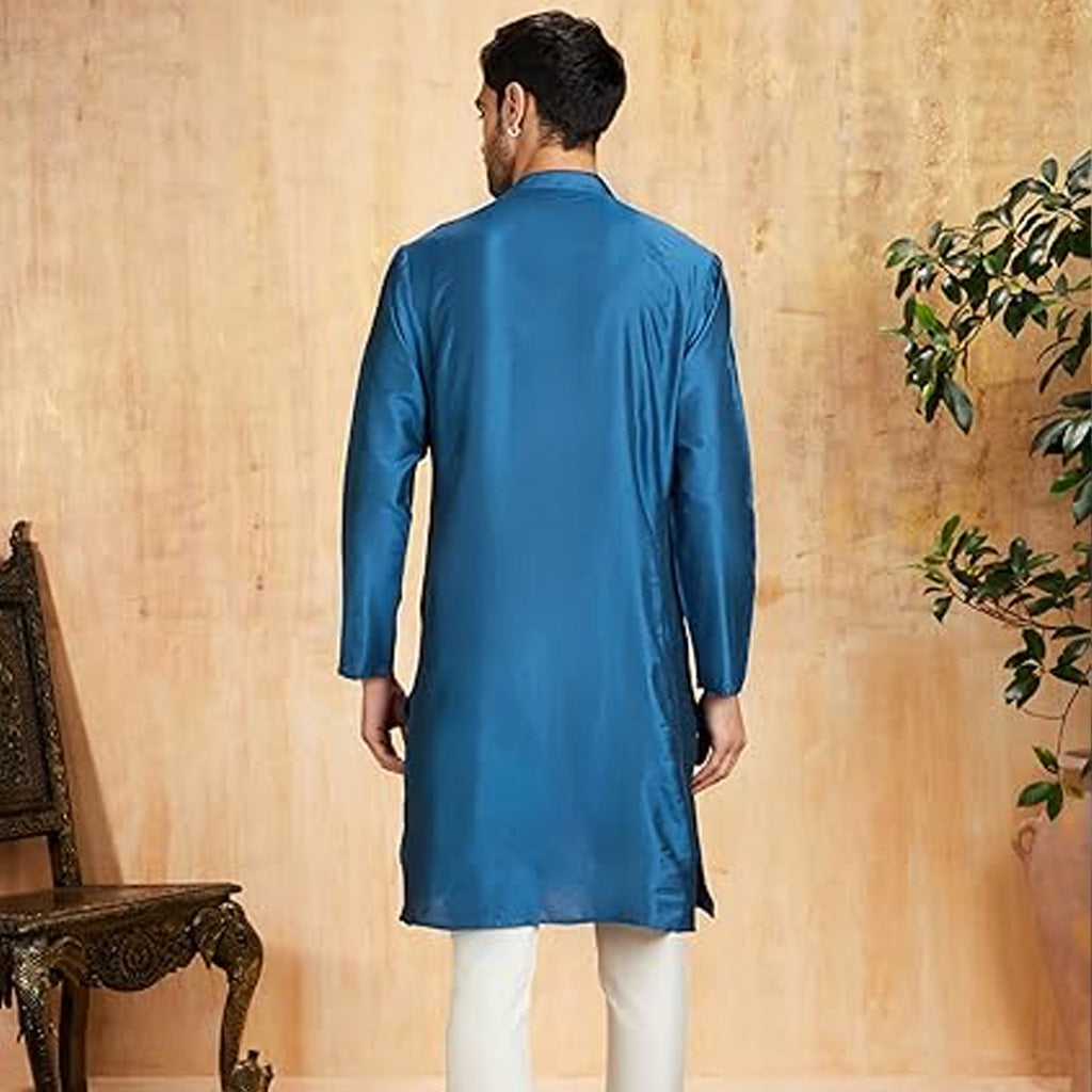 Munich Cobalt Silk Kurtha Set