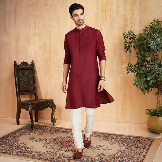 Tampa Men's Silk Kurtha Set