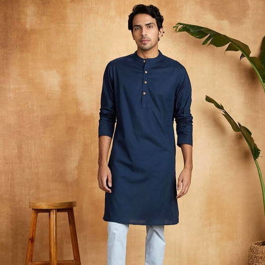 New York Midnight Blue Cotton Kurtha Set